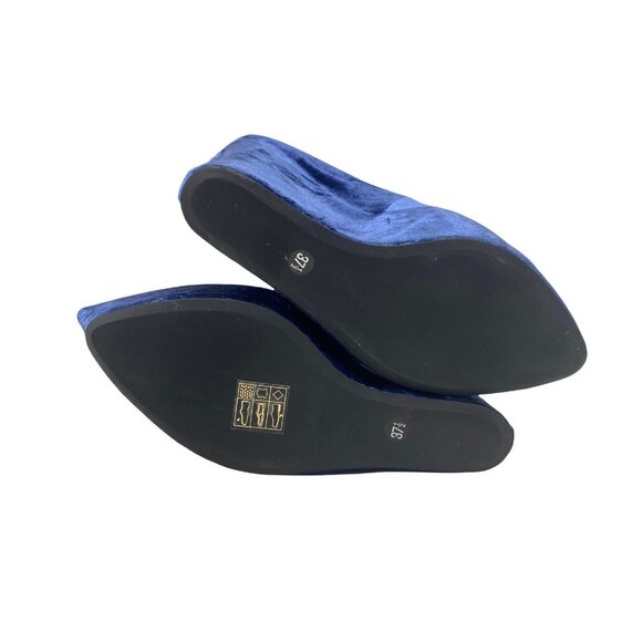 Theyskens Theory Blue Velvet Platform Heels Pumps Wedge Size US 7 NWOB Party - Picture 6 of 9